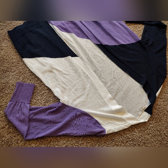 Chicos Ella Colorblock Open Front Long Sleeve Cardigan NWOT - Picture 3 of 12